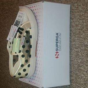 SUPERGA Fantasia Net Velvet Polka Dot Shoes SIZE 8